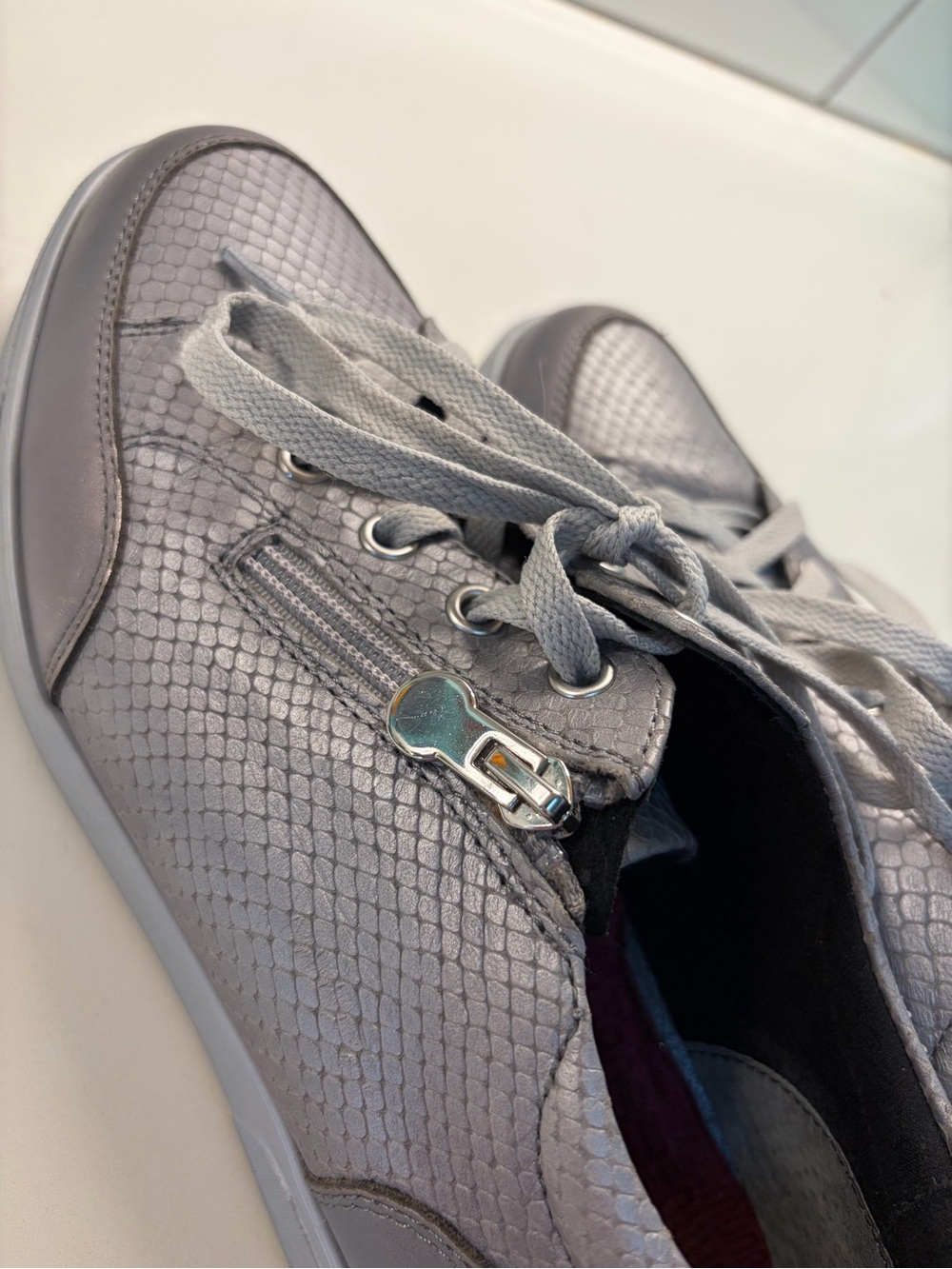Munro Gray Snake-Embossed Leather Shoe